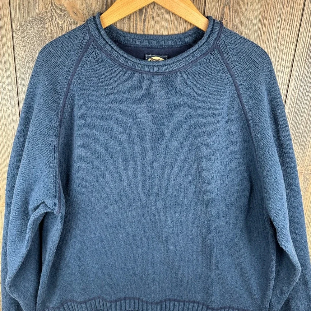 Tommy Bahama Vintage Cotton Sweater Crewneck Raglan Sleeve Blue Mens Large - Picture 4 of 6